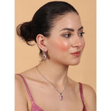 Women's pink brass silver-plated pendant set for jewelry accessories, delicate design for special occasions, store in a dry, airtight box to maintain quality