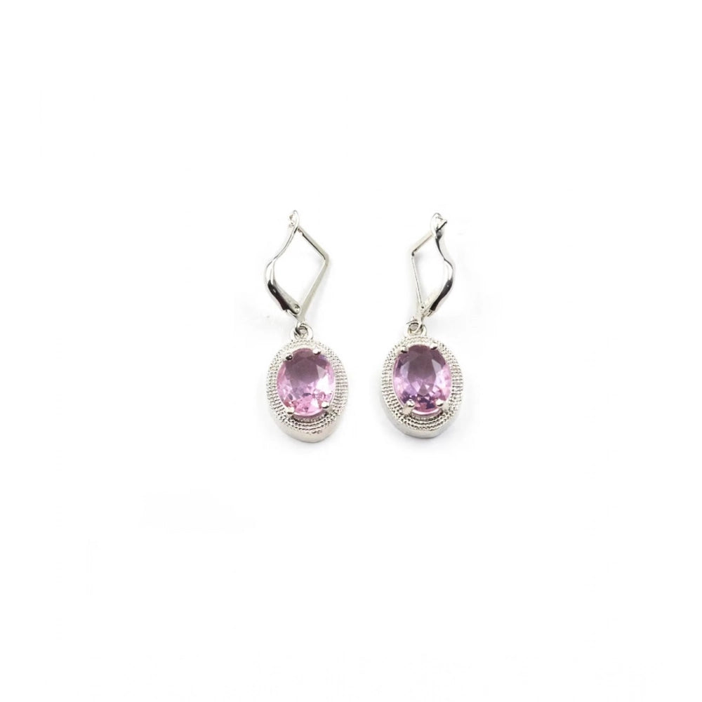 Pink brass silver-plated pendant set for women, elegant jewelry accessory