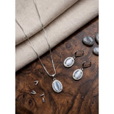 Grey brass silver plated pendant set for women, perfect accessory for formal events