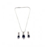 Blue brass silver-plated women's pendant set, elegant jewelry accessory on display