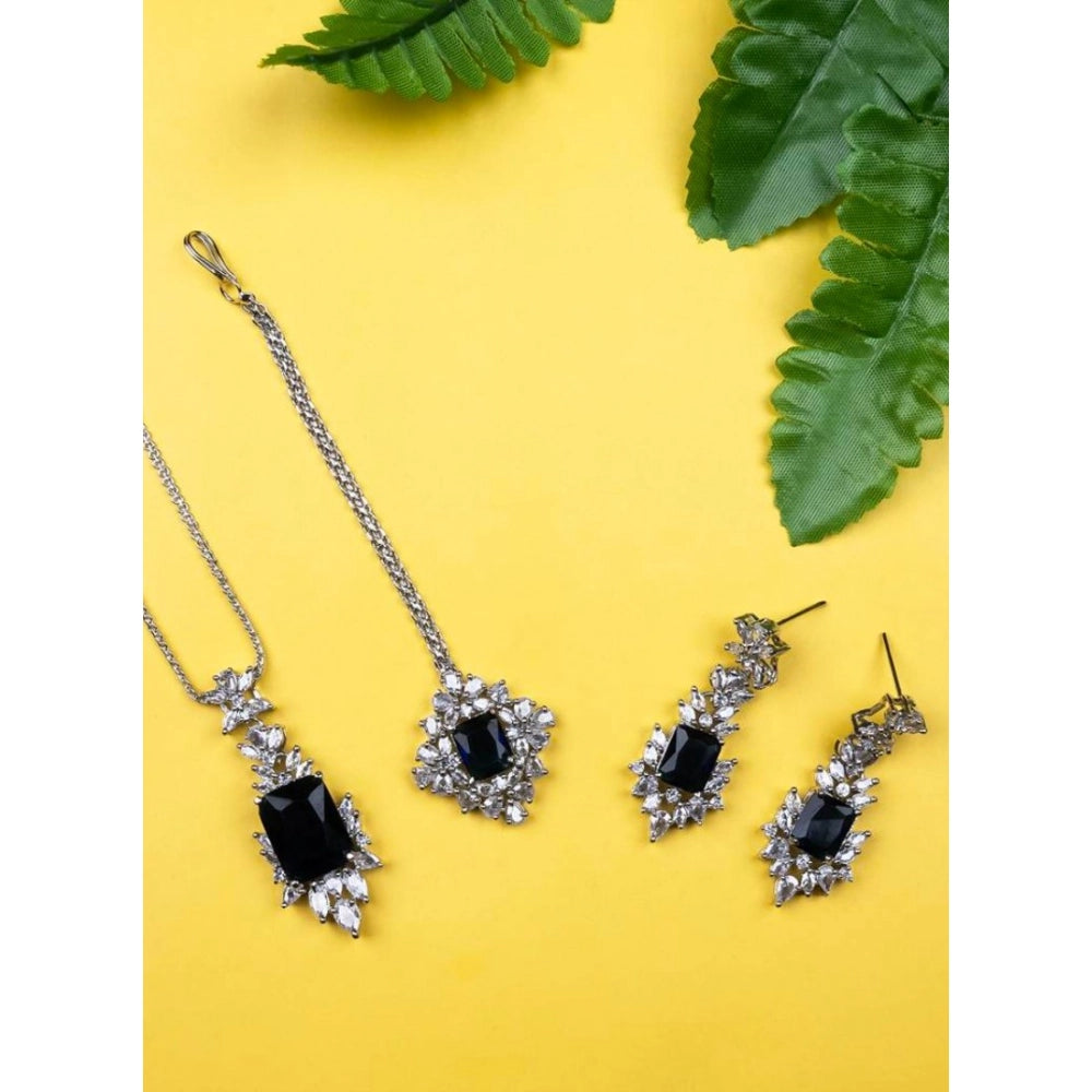 Blue brass silver plated pendant set for women, perfect jewelry accessory on a necklace or bracelet, require careful cleaning and storage