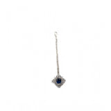 Blue brass silver-plated women's pendant set on a jewelry stand, avoid water and chemicals for care