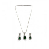 Green brass silver plated pendant set for women, elegant accessory on display