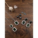 Green brass silver plated pendant set for women, ideal accessory for special occasions, keep dry and chemical-free storage recommended
