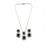 Green brass silver plated pendant set for women - jewelry accessory on display