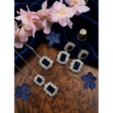 Blue brass silver plated pendant set for women, elegant jewelry accessory on display