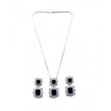Blue brass silver plated pendant set for women - jewelry accessory on display