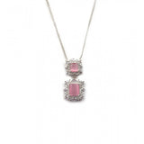 Pink brass silver plated pendant set for women, elegant jewelry accessory