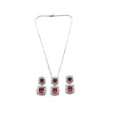 Red brass silver plated pendant set for women, elegant jewelry accessory - keep dry