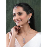 Red brass silver-plated pendant set for women, elegant accessory on display