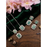 Mint brass silver plated pendant set for women, elegant jewelry accessory on display stand