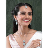 Mint brass silver plated pendant set for women - delicate jewelry accessory, avoid water and chemicals