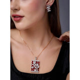 Red brass silver-plated pendant set for women, jewelry accessory on display