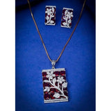 Red brass silver plated pendant set for women, jewelry accessory on display