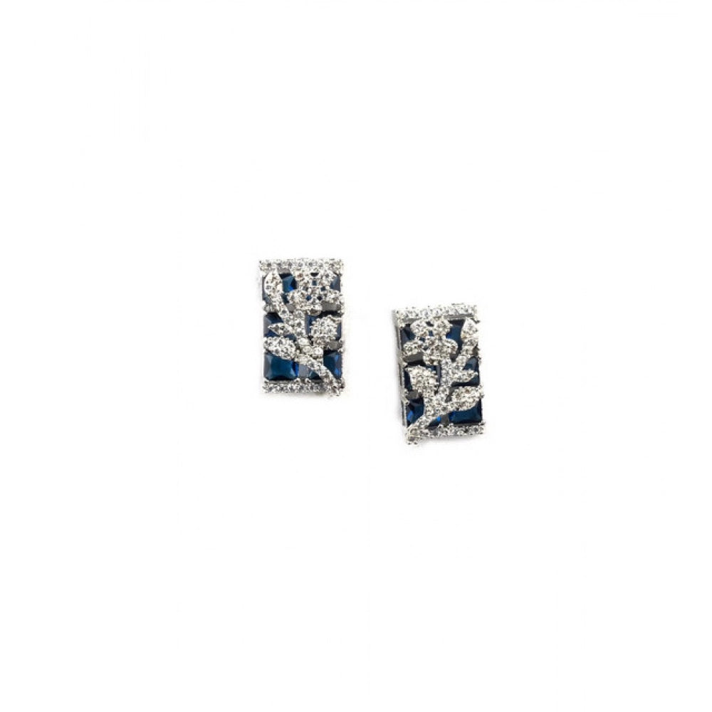 Blue brass silver plated pendant set for women, ideal for jewelry collection or gifts