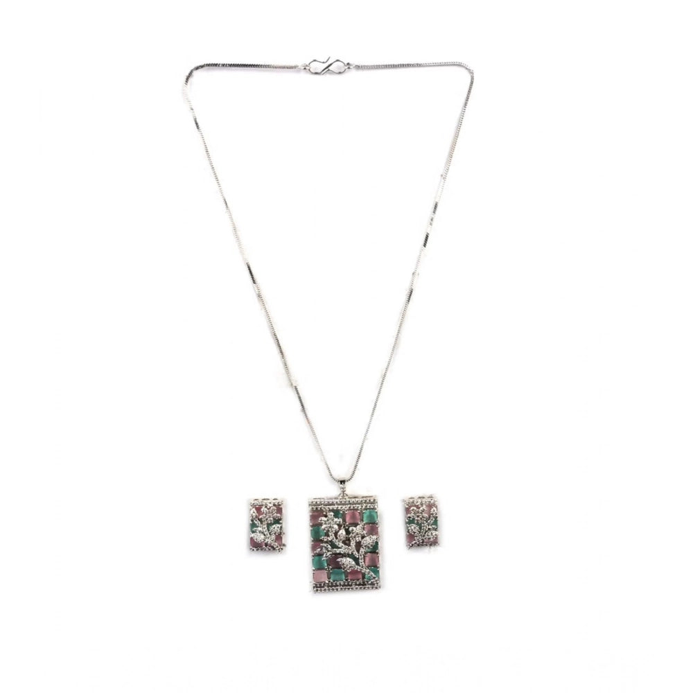 Multicolor brass silver plated pendant set for women - jewelry accessory on display