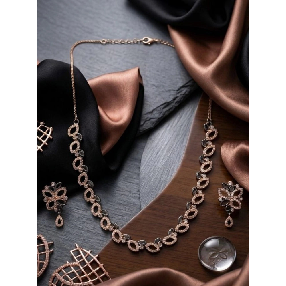 Silver-plated brass necklace set for women, elegant jewelry piece on display