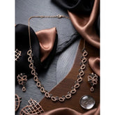 Silver-plated brass necklace set for women, elegant jewelry piece on display