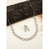 Silver-plated brass necklace set for women, elegant silver accessories on display