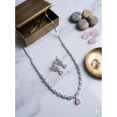 Pink brass silver plated necklace set for women, ideal accessory for formal events