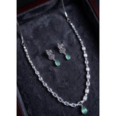 Turquoise brass silver plated women's necklace set, elegant jewelry accessory for formal events