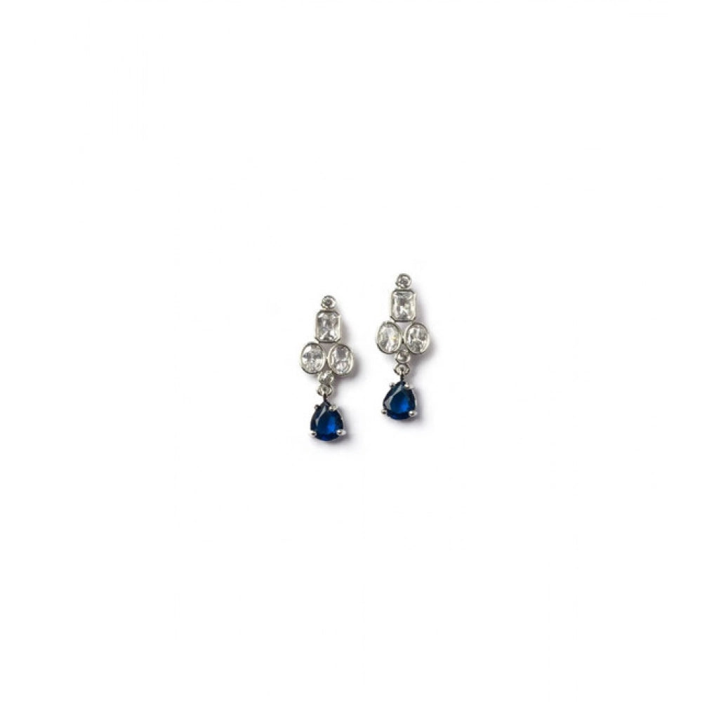 Blue brass silver plated necklace set for women, elegant accessories on display