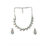 Brass silver plated turquoise necklace set for women, elegant accessory on display