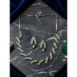 Green brass silver plated necklace set for women - jewelry on display
