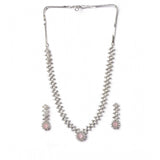 Pink brass silver plated necklace set for women, sparkling accessories requiring care