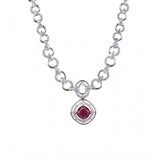 Red brass silver-plated women's necklace set, elegant jewelry accessory for fashion-forward women