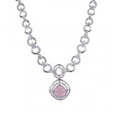 Pink brass silver plated necklace set for women, perfect for special occasions