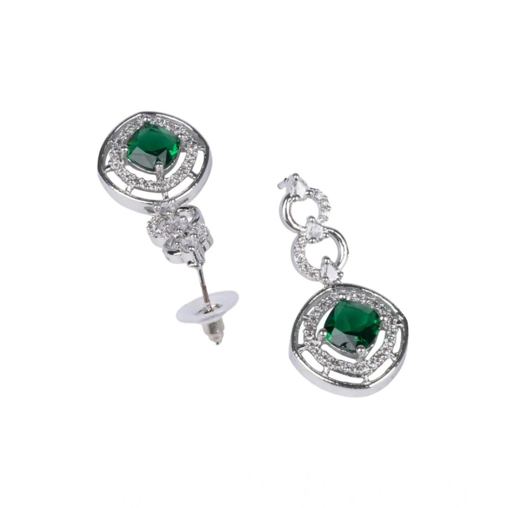 Green brass silver plated necklace set, stylish women's jewelry for accessories on display