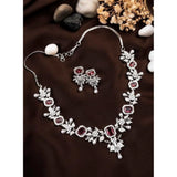 Red brass silver plated necklace set for women on display