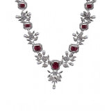 Red brass silver-plated women's necklace set, elegant accessories for jewelry collection