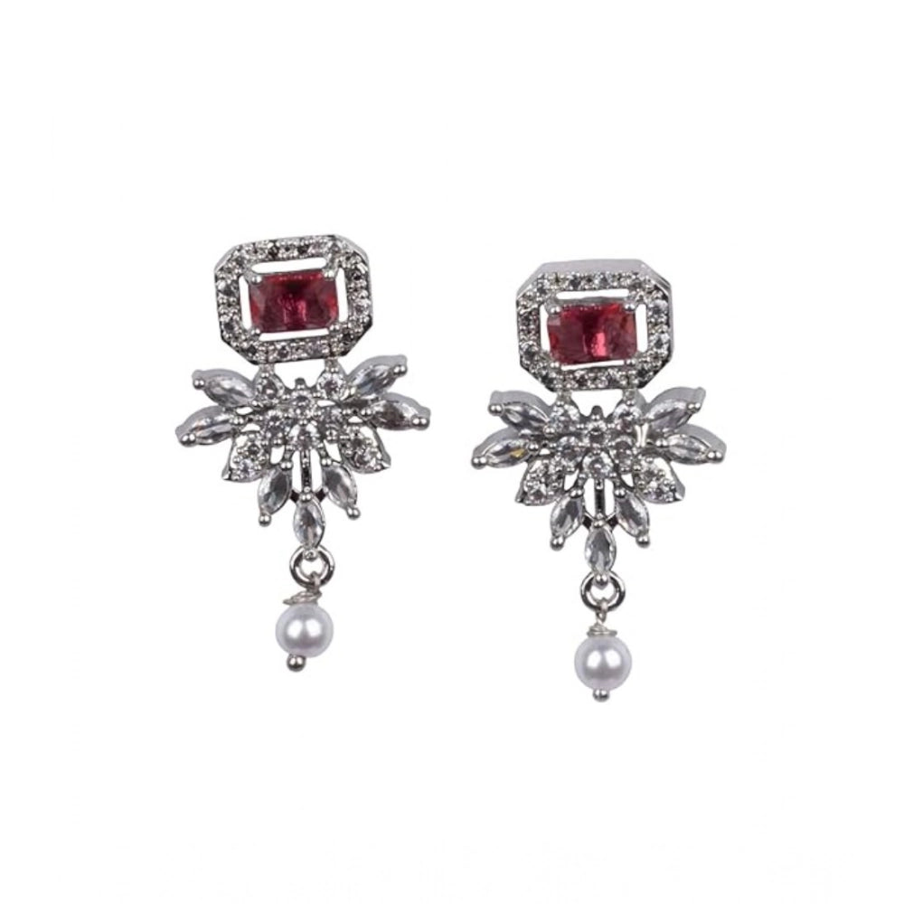 Red brass silver plated necklace set for women, elegant jewelry on display