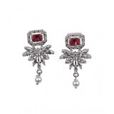 Red brass silver plated necklace set for women, elegant jewelry on display