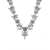 Turquoise brass silver plated necklace set for women, elegant jewelry accessory