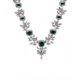 Green brass silver plated women's necklace set, elegant jewelry accessory on display