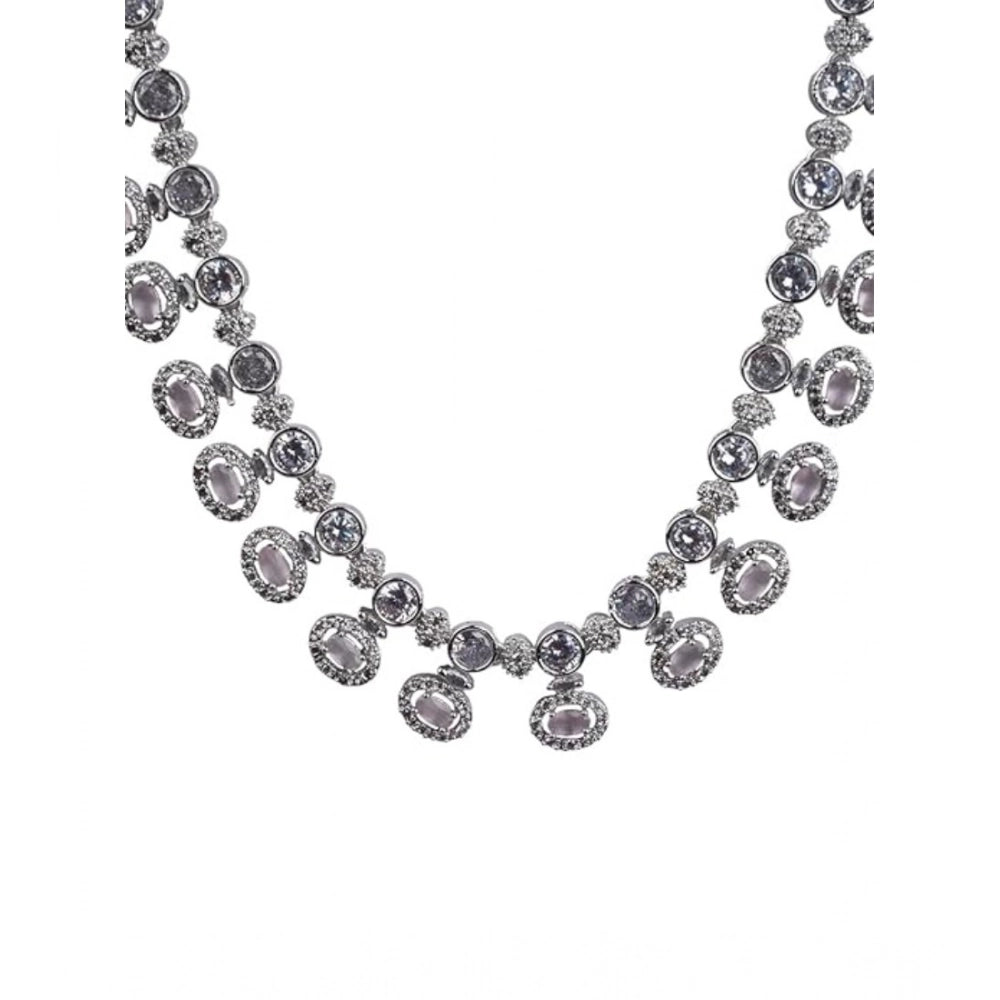 White brass silver plated necklace set for women, elegant accessory for everyday wear