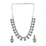 Turquoise brass silver plated necklace set for women, elegant jewelry on display