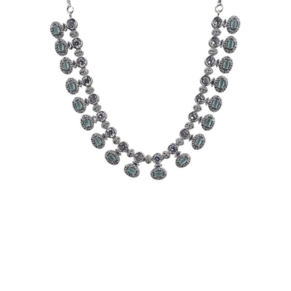 Turquoise brass silver-plated women's necklace set, jewelry care: dry, airtight storage