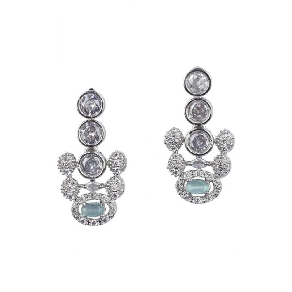 Turquoise brass silver-plated women's necklace set, elegant jewelry accessory for fashionable ladies