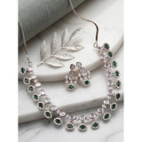 Green brass silver plated necklace set for women, timeless and elegant accessory for everyday wear