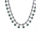 Green brass silver plated women's necklace set, elegant accessory for special occasions