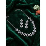 White brass silver plated necklace set, elegant accessory for women's fashion jewelry collection, close-up view