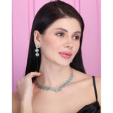 Turquoise brass silver plated necklace set for women, stylish jewelry accessory