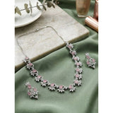 Pink brass silver plated necklace set for women, elegant and timeless accessory