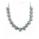 Turquoise brass silver plated necklace set for women, elegant jewelry accessory on display