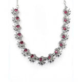 Red brass silver plated necklace set for women, elegant jewelry accessory