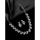 Blue brass silver plated necklace set for women on display, perfect accessory for formal events